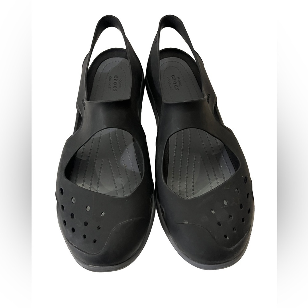 CROCS Swiftwater Wave Black Sandals Water Shoes Closed Toe Slingback Size 9